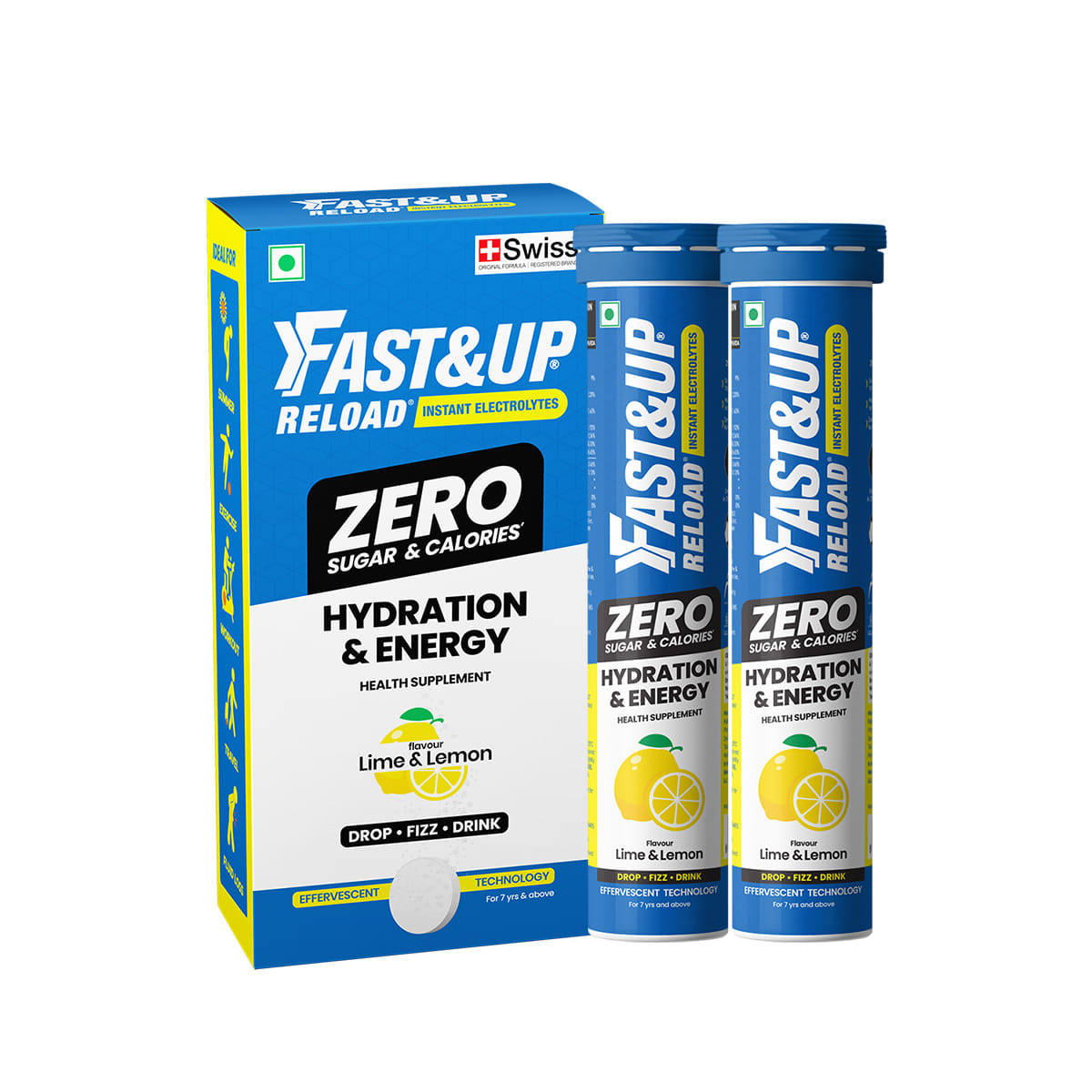 fast & up Fast&Up Reload Zero Lime & Lemon Pack of 2 - Zero Sugar Instant Hydration Drink - Effervescent Tablets with 5 Essential Electrolytes + Added Vitamins-picture-13