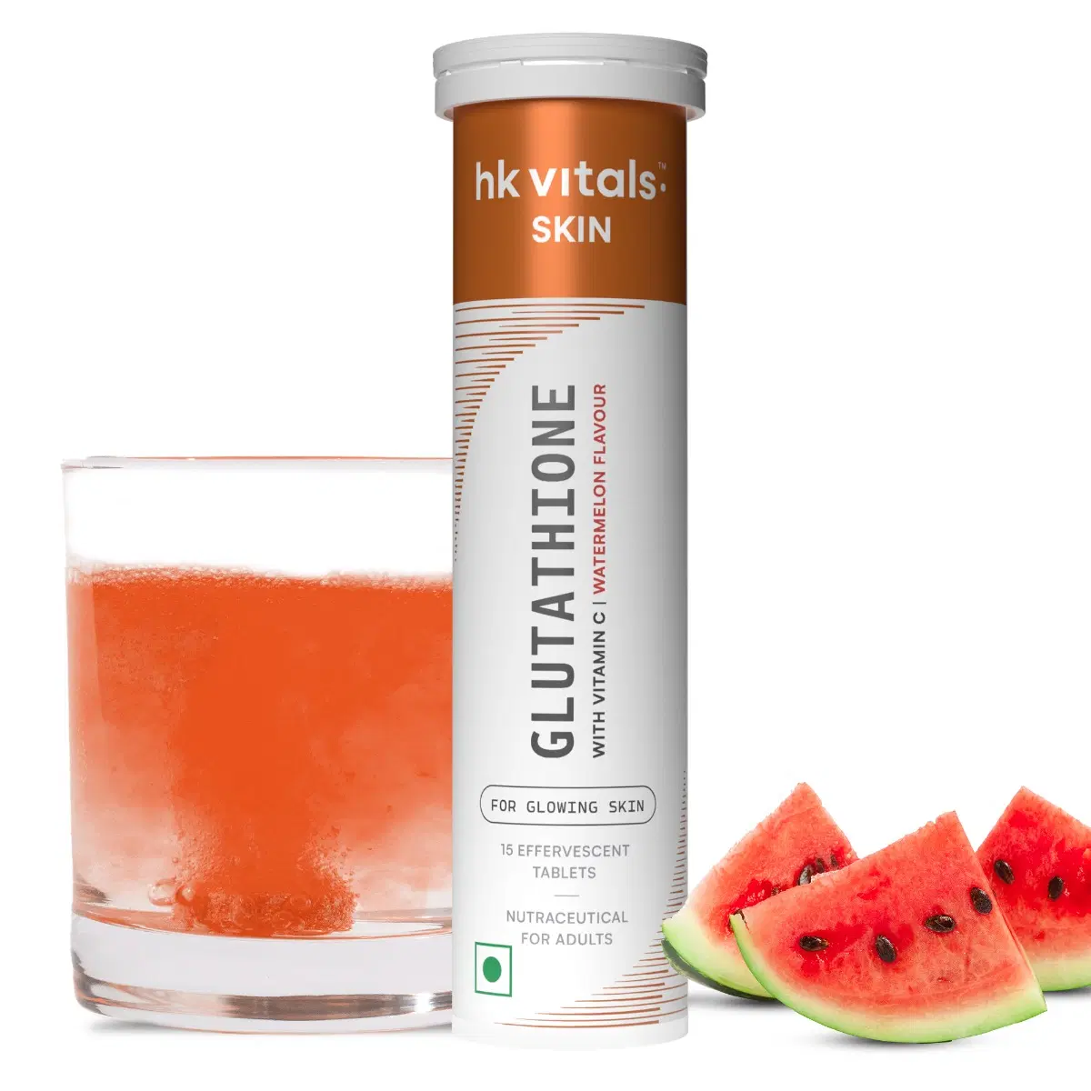 hk vitals glutathione (Orange, 15 Effervescent Tablets) with Sipper, 300ml | Combo Pack | L-Glutathione Tablets with Vitamin C & E HK Vitals Glutathione 500mg |