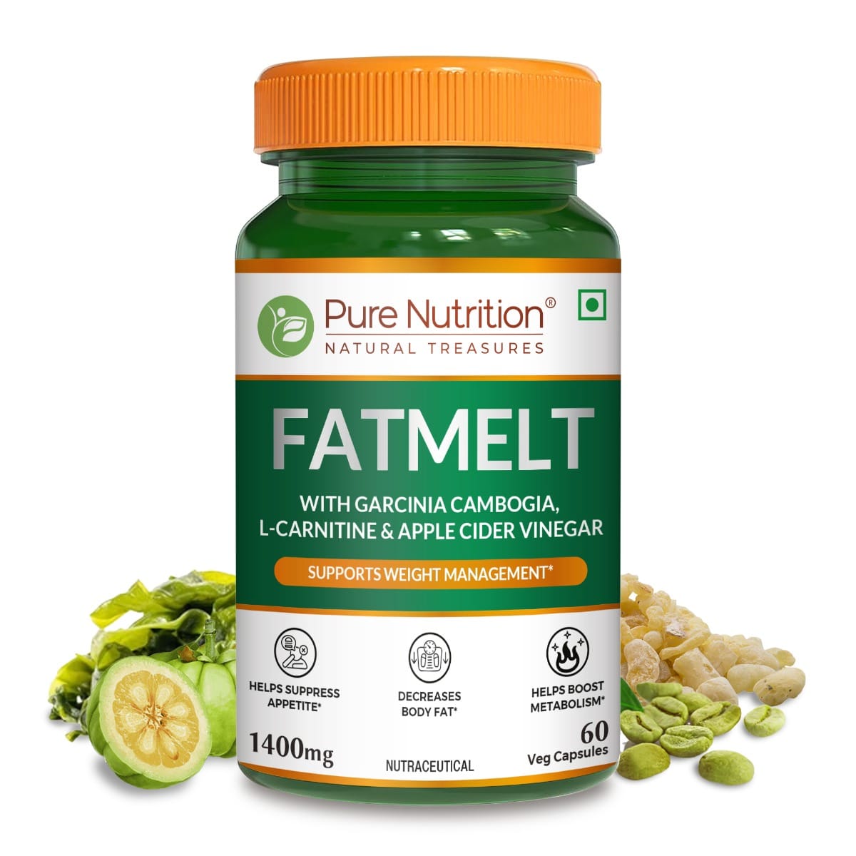 Pure Nutrition FATMELT with Garcinia Cambogia, L-Carnitine & Apple Cider Vinegar For Appetite Control, Weight Management - 60 Veg Capsules-picture-31