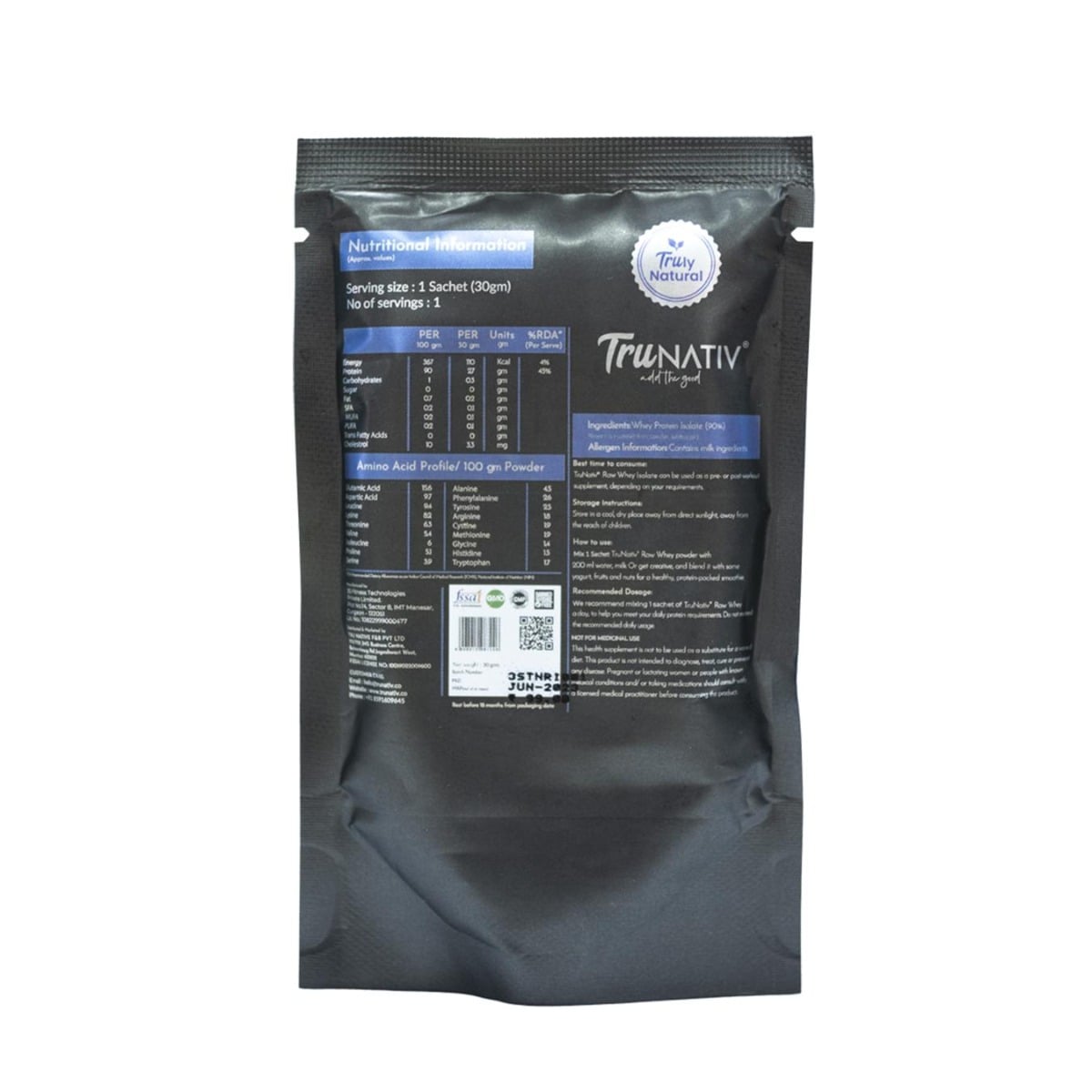 TruNativ Raw Whey Protein Isolate Powder| 27g Protein (7g BCAA ...