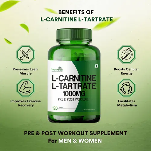 Simply Herbal L Carnitine With L Tartrate Tablets 1000 mg 120 tab