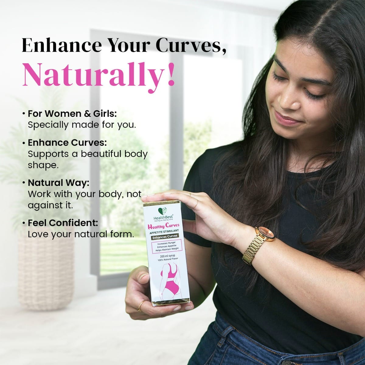 HealthBest Healthy Curves Weight Gain Syrup for Women & Girls