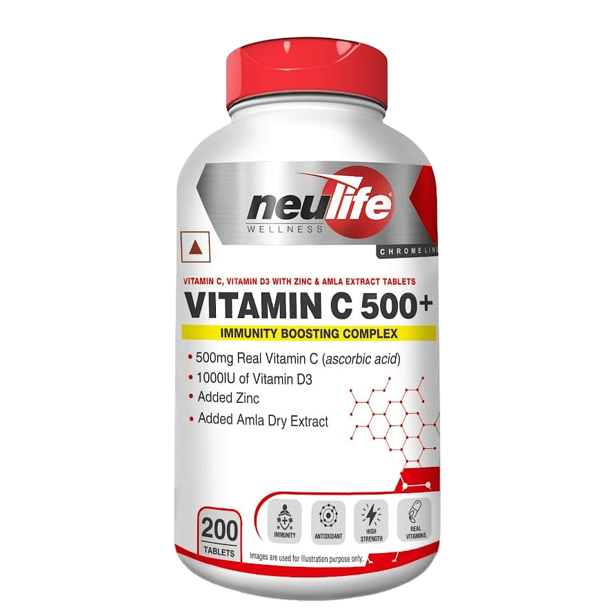 NEULIFE High Strength Real Vitamin C tablets (Ascorbic Acid) with D3 1000iu + Zinc (200 Tabs)
