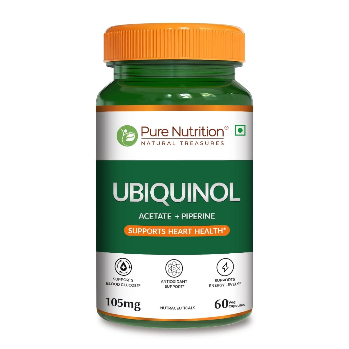 Pure Nutrition Ubiquinol Acetate (105mg) with Piperine – 60 Veg Capsules | Supports Energy, Heart & Vascular Health | Antioxidant & Blood Sugar Support | High Absorption CoQ10 Supplement-image-7