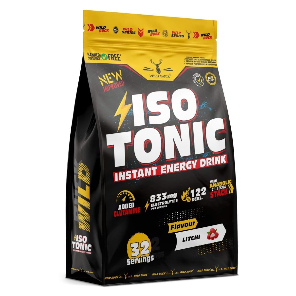 WILD BUCK Isotonic Instant Energy Drink Formula with Anabolic Stack 2:1:1 BCAA & L-Glutamine-image-15