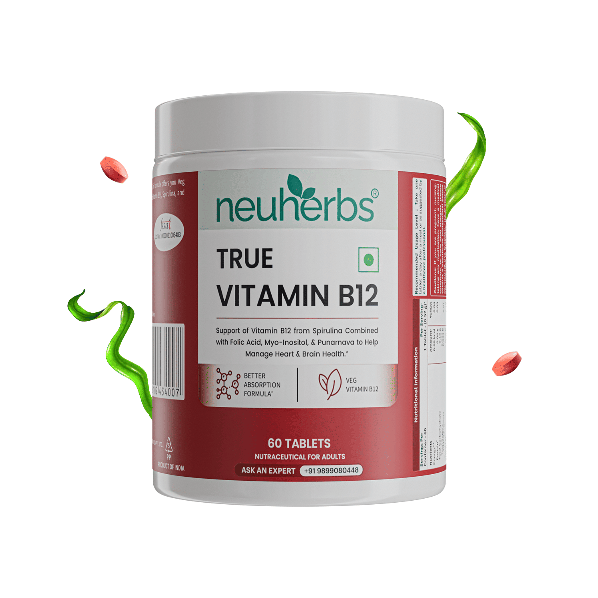 Neuherbs True Vitamin B12 - 60 Tablets | Supports Energy, Brain, Nerve Health & Metabolism-picture-22