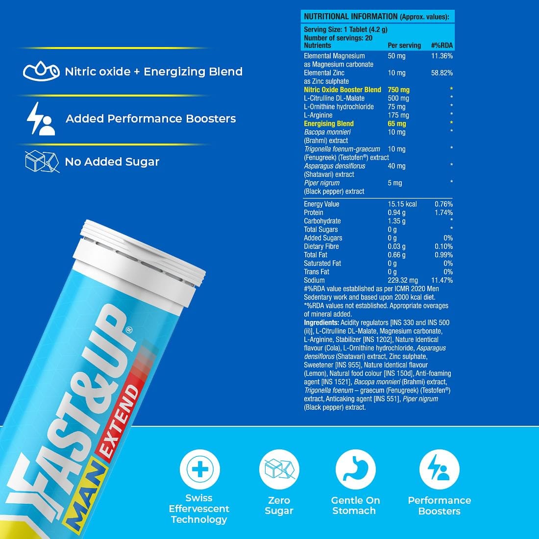 Fast&Up Man Extend Stamina Booster | Improved Vitality | 20 Tablets ...