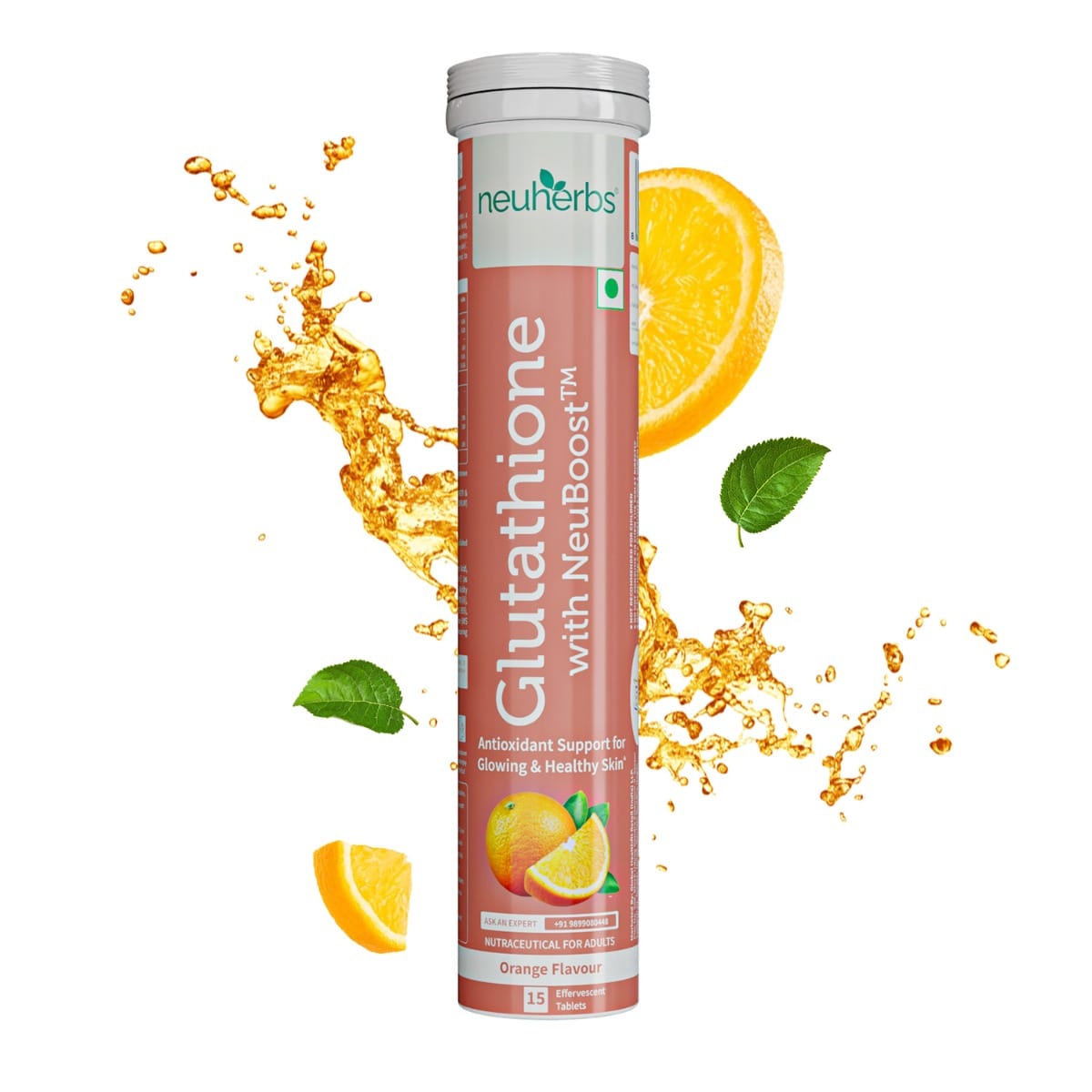 Neuherbs Glutathione 600 mg Effervescent Tablets with NeuBoost (Orange  Flavour) | 15 Tablets For Healthy & Glowing Skin | Enriched with Vitamin C,  Hyaluronic Acid, Vitamin E & B7