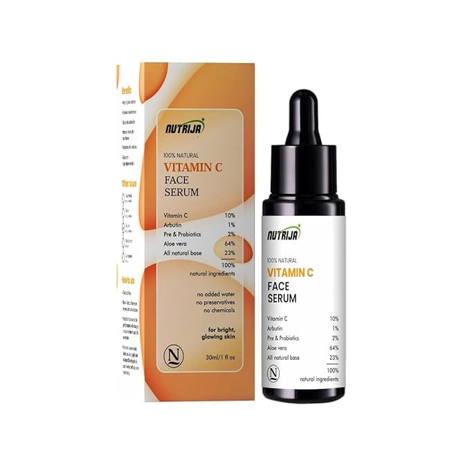 Nutrija Vitamin C 10% Serum with Probiotics & Aloevera for Uneven and Dull Skin | Plant Based Natural Vitamin C | Fades Dark Spots | 30ml-image-8