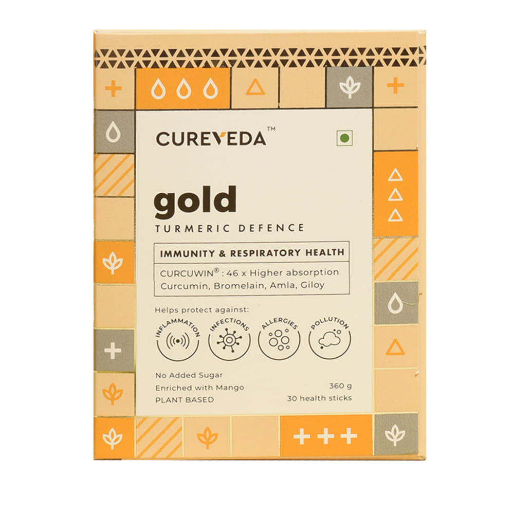 Cureveda Gold Turmeric (curcumin) Defence for Immunity, Lung Health, Allergies, Infections 30 sachets