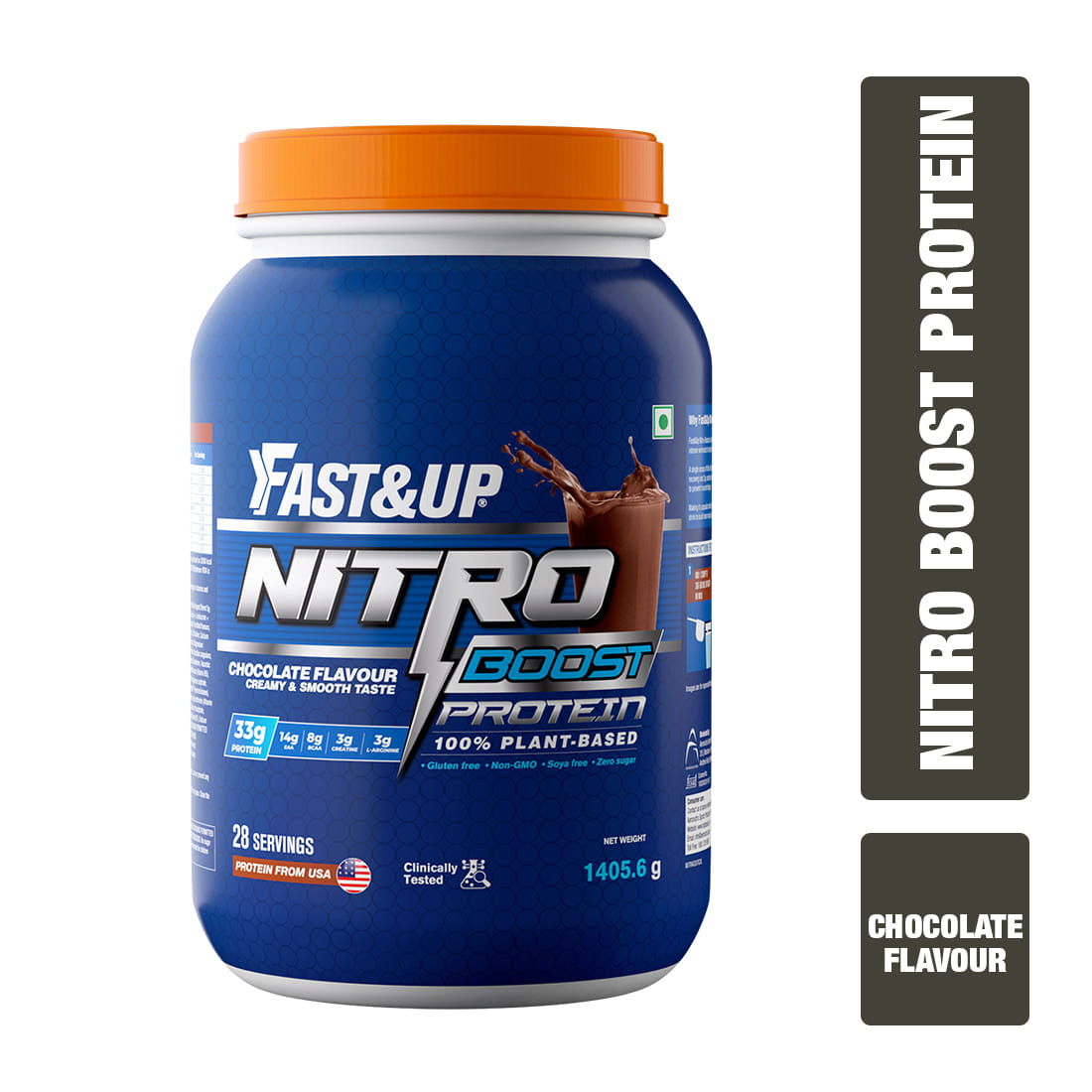 Fast & Up Nitro Boost Protein | 33g Plant Protein | BCAA + EAA | Creatine, L-Arginine & L-Citrulline | Improves Endurance | (28 Servings, Chocolate Flavour)-image-31