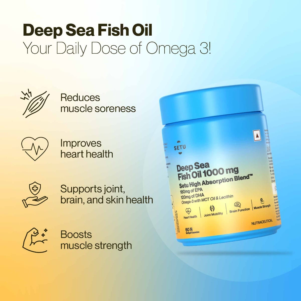 Setu Fish Oil Ultra Pure Marine Sourced 1000 Mg Omega 3 | 180Mg Epa ...