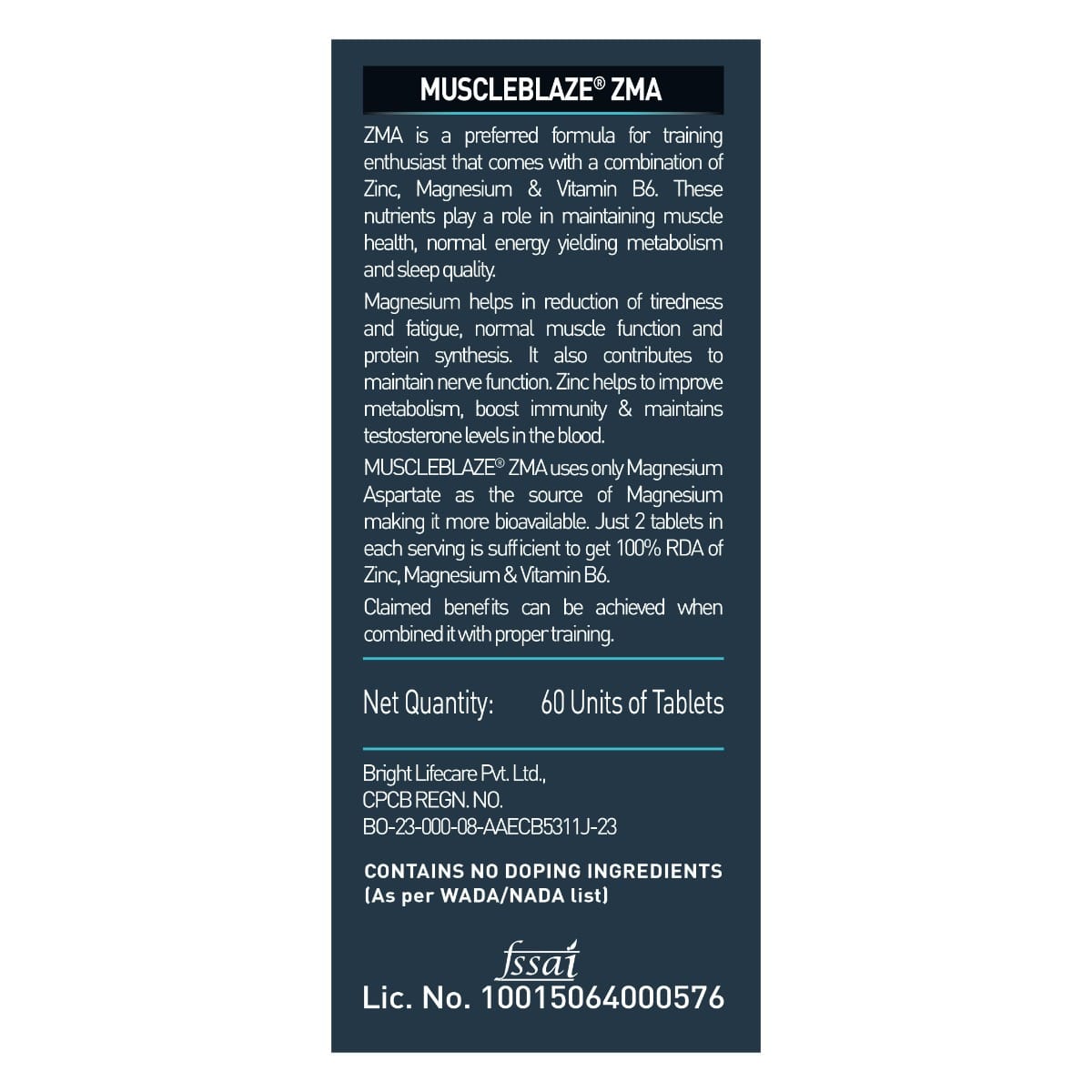 MuscleBlaze ZMA | For Muscle Strength & Recovery | 100 RDA of Zinc ...