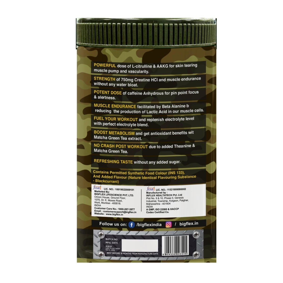 Bigflex Nuke Pre Workout Powder In Black Current Flavour, 400 Gm