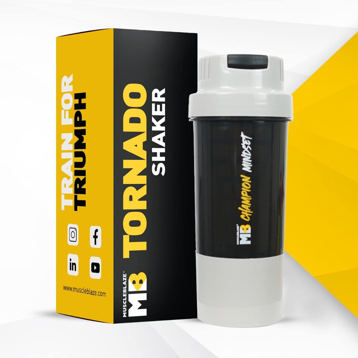 MuscleBlaze Tornado Gym Shaker (Grey, 500ml) | Sipper Bottle with Extra Compartment | Leakproof, BPA Free Protein Shaker-picture-22