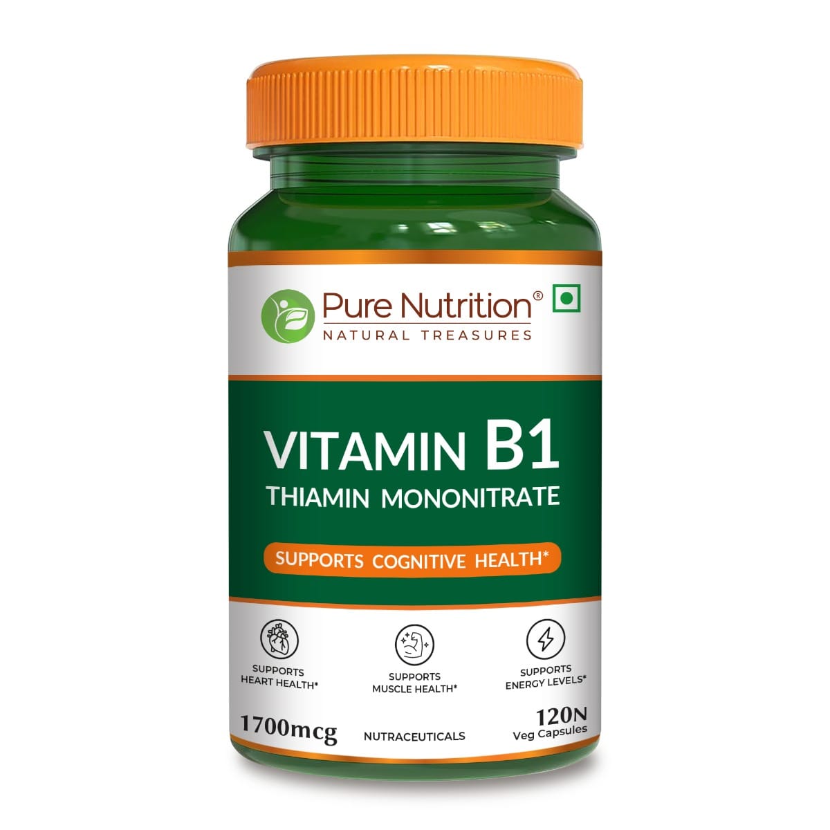 Pure Nutrition Vitamin B1 (Thiamine Mononitrate) 1700 mcg – 120 Veg Capsules | Supports Energy, Brain, Heart & Muscle Health-image-23