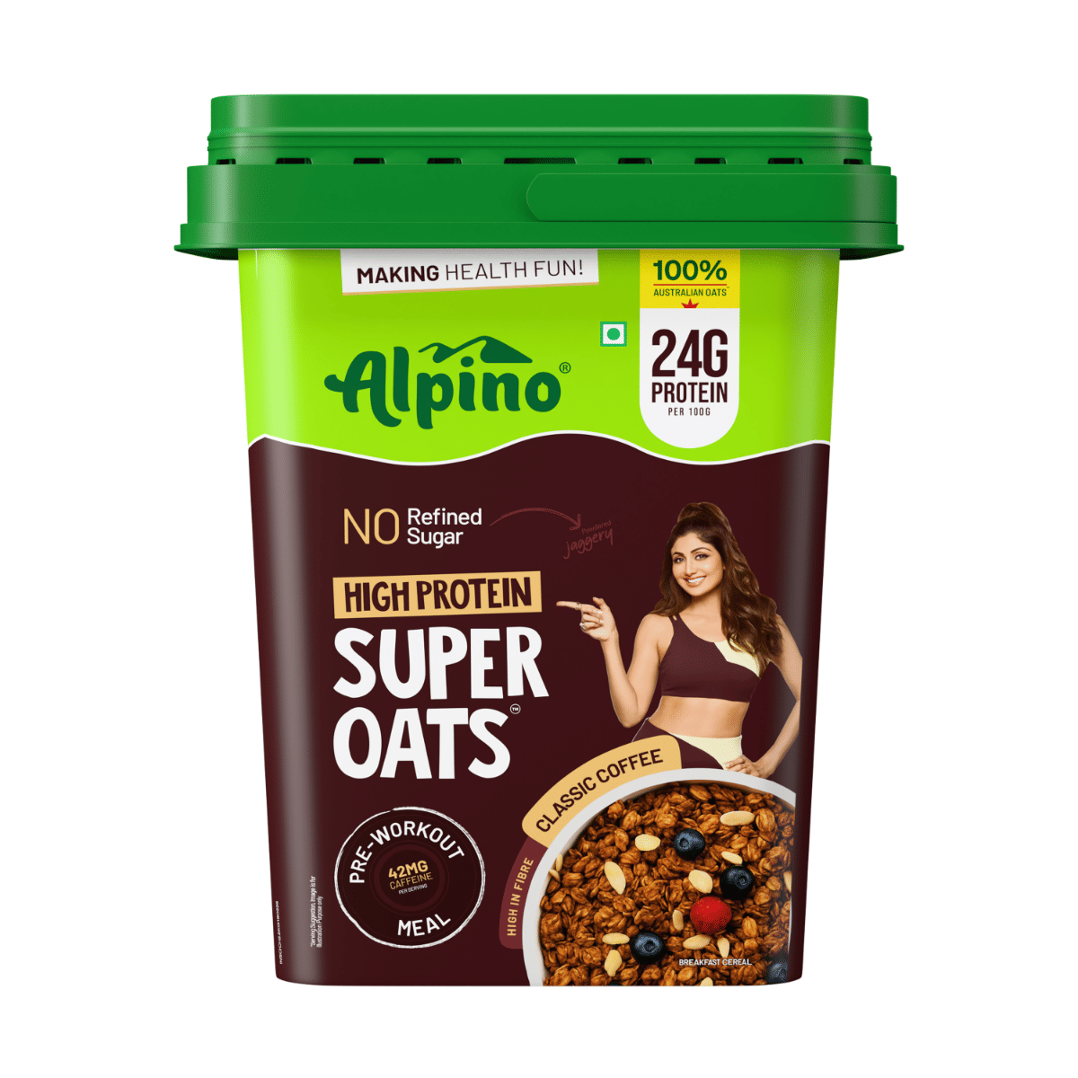 ALPINO 24g High Protein Super Oats Classic Coffee 2kg – 42mg Caffeine – Rolled Oats with Peanut Buter, TSP & Jaggery – Pre-Workout Breakfast, No Refined Sugar-picture-11