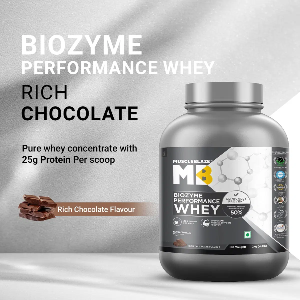 MuscleBlaze Biozyme Performance Whey 2kg Rich Chocolate - Image 8