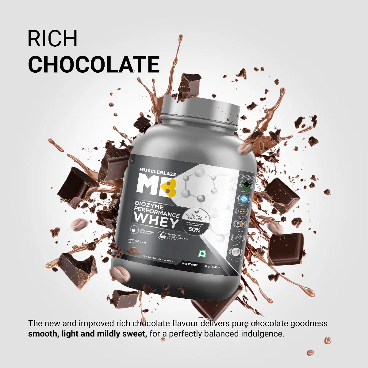 MuscleBlaze Biozyme Performance Whey 2kg Rich Chocolate - Image 9