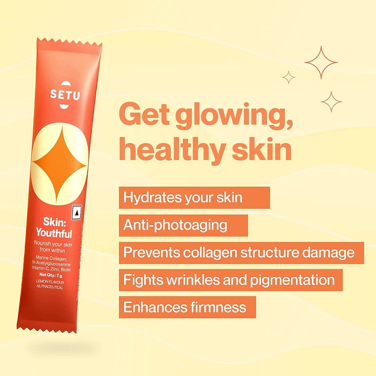 Setu Skin Youthful Collagen Powder | 30 Lemon Flavoured Sachets & Setu ...