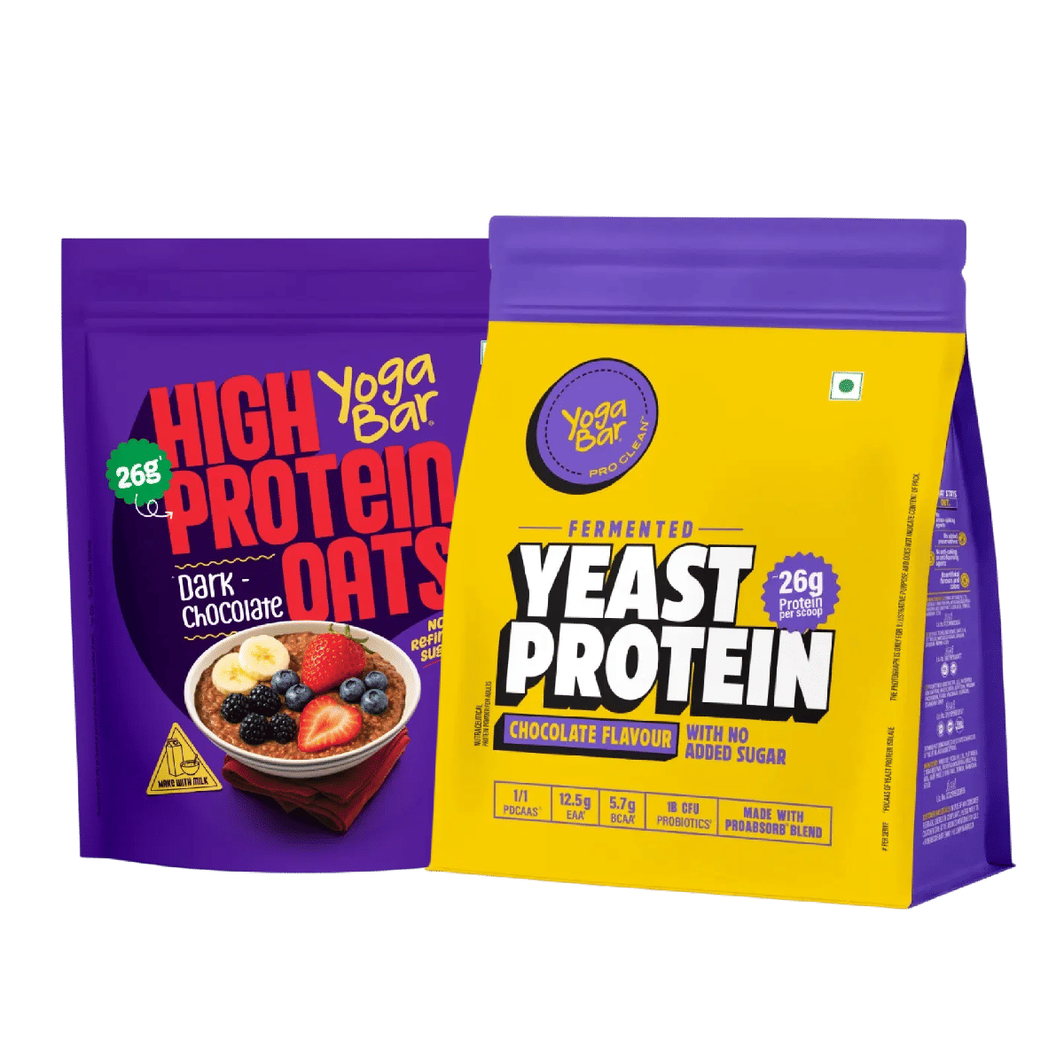 Yogabar Combo Pack: Fermented Yeast Chocolate Protein Powder 500g (26g Protein, Gut Friendly) + High Protein Dark Chocolate Oats 1kg (26g Protein, No Refined Sugar)-image-11