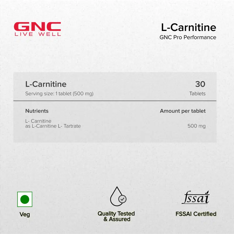 l-carnitine gnc GNC Pro Performance L-Carnitine | Burns Fat For Muscle Growth | Maximises Recovery | Aids in Healthy Weight Loss | Reduces Soreness & Fatigue | Formulated in USA | 500mg Per Serving