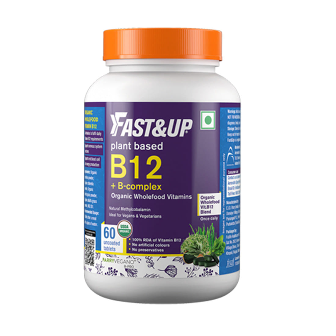 Fast & Up B-12 + B Complex Vegan B-12 + B Complex, Natural, 100% RDA ...