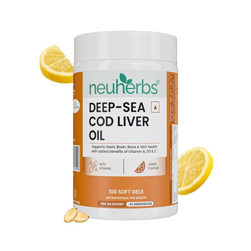 Neuherbs Deep Sea Omega 3 Cod liver Oil - 100 Capsules | Supports Heart, Brain, Bone & Skin Health-image-21