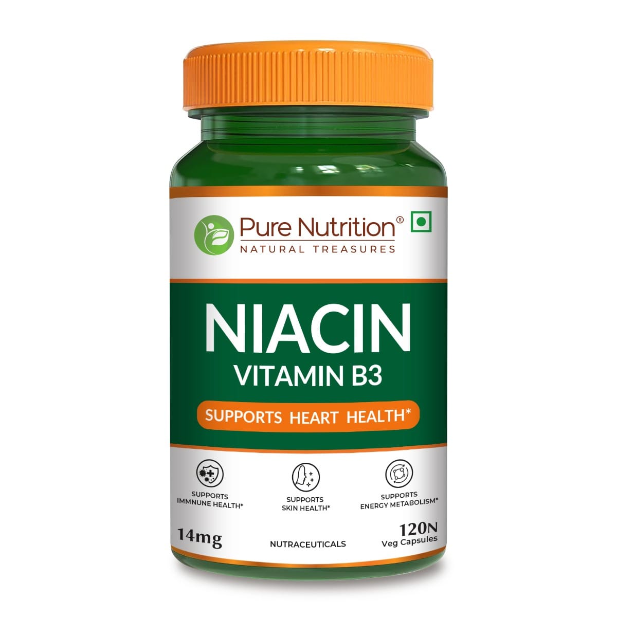 Pure Nutrition Niacin Vitamin B3 (14 mg) – 120 Veg Capsules | Supports Immune Function, Cellular Energy, Skin Health & Energy Metabolism-image-47