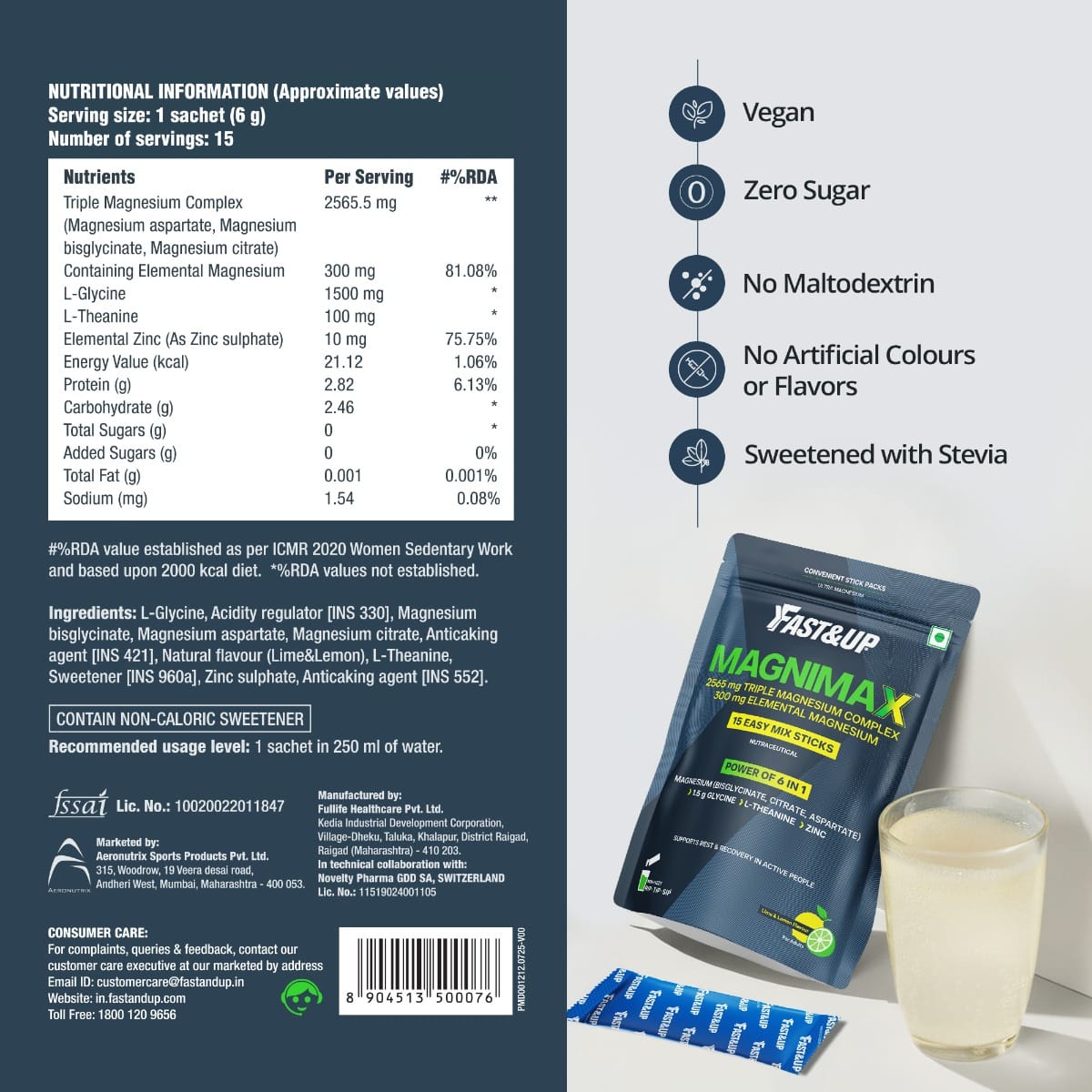 Fast&Up Magnimax Triple Magnesium Bisglycinate, Citrate, Aspartate | L ...