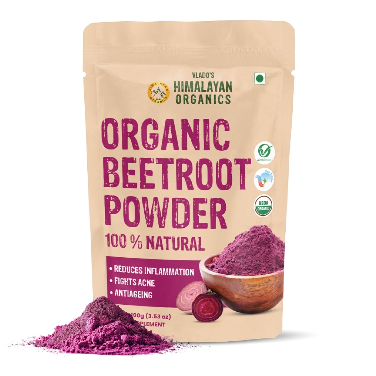 Vlado's Himalayan Organics Beetroot Powder For Face, Skin & Hair I Drinking | Eating | 100% Pure & High Natural Antioxidants | Boost Energy | Face ... 1 hsom70t0 1