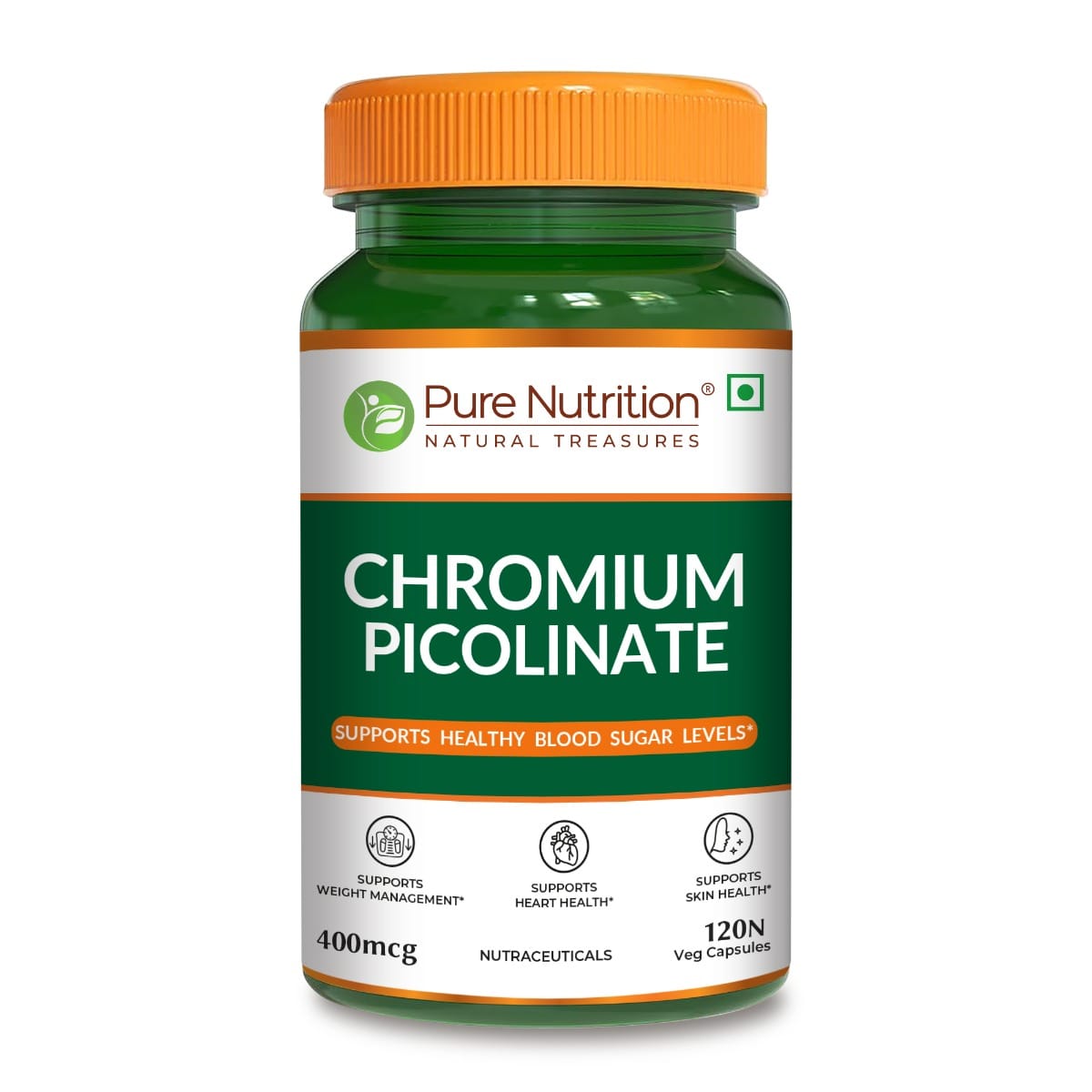 Pure Nutrition Chromium Picolinate (400mcg) - 120 Veg Capsules, | For Healthy Blood Sugar Level | Support Weight Management, Heart Health And Skin Health-picture-14