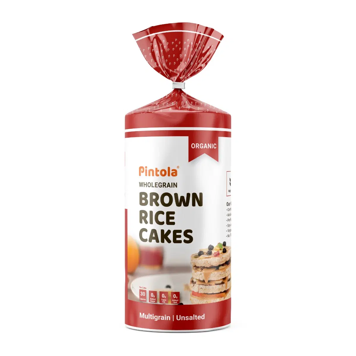 Pintola Organic Wholegrain Brown Rice Cakes | Non GMO, Naturally Gluten ...
