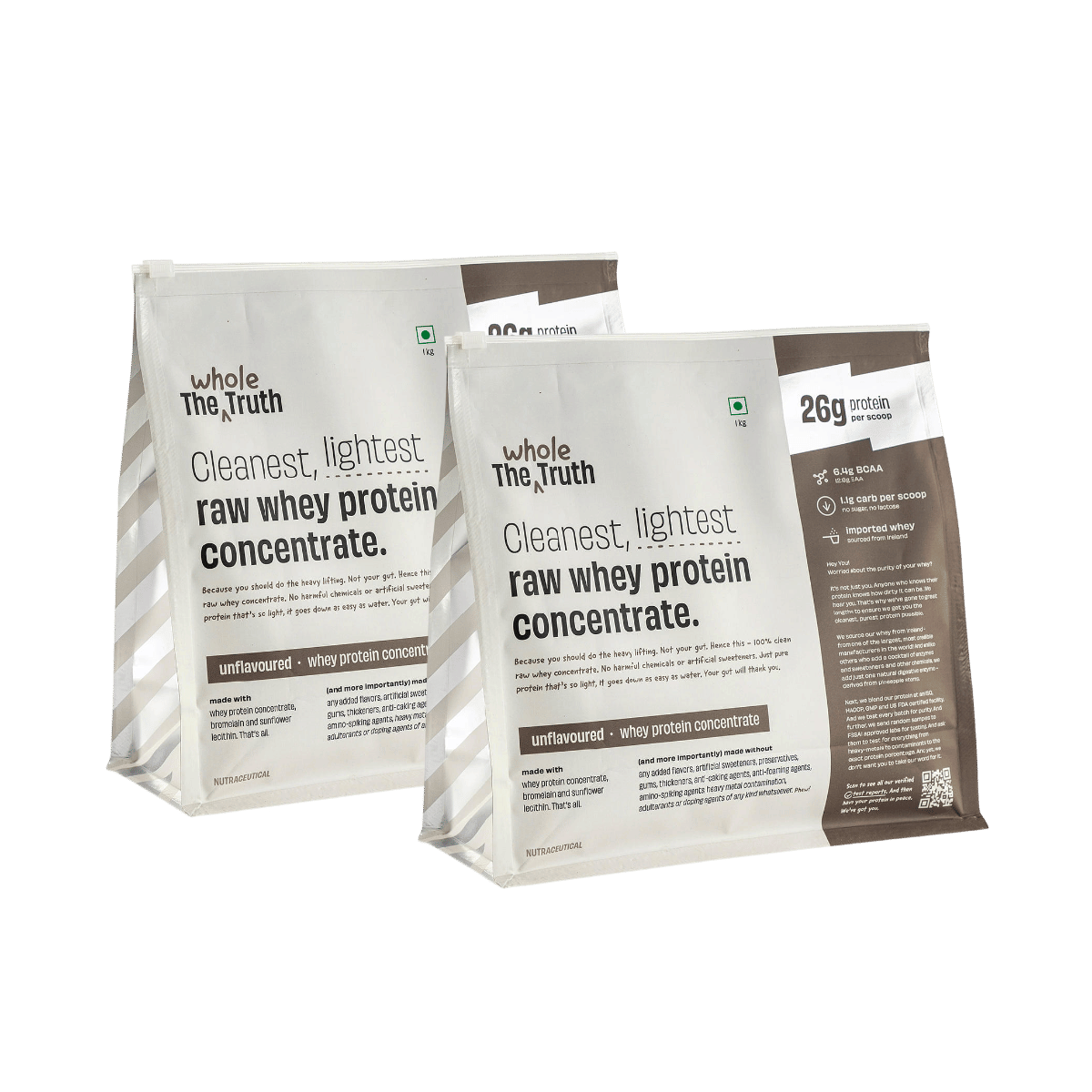 The Whole Truth Whey Protein Concentrate 1Kg | 28 Serving | Unflavoured | 26g Protein | Strength | Muscle Building Pack of 2 - Parent-picture-16