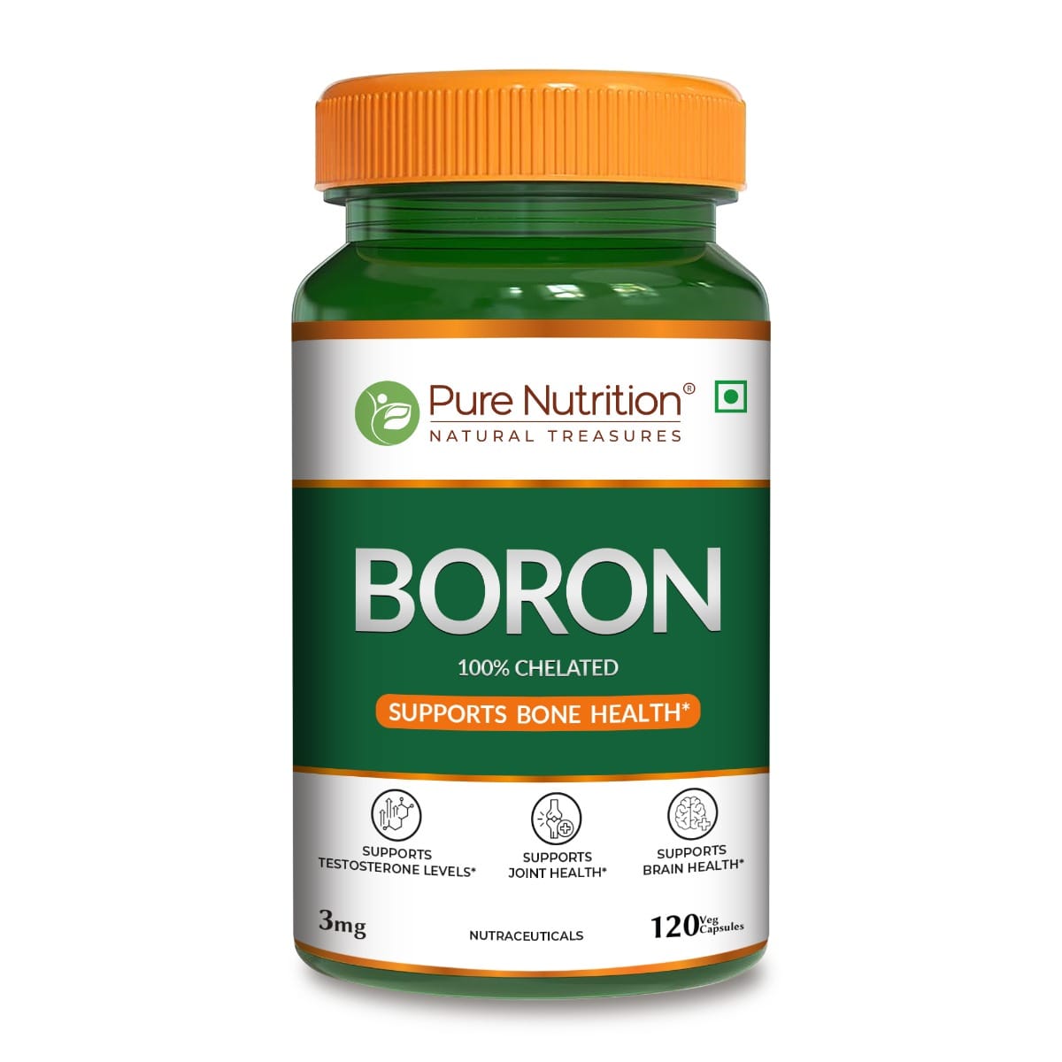 Pure Nutrition Boron 3mg, 120 Veg Capsules | 100% Chelated Boron Supplement for Bone Strength, Joint Support, Cognitive Health & Hormonal Balance-image-42