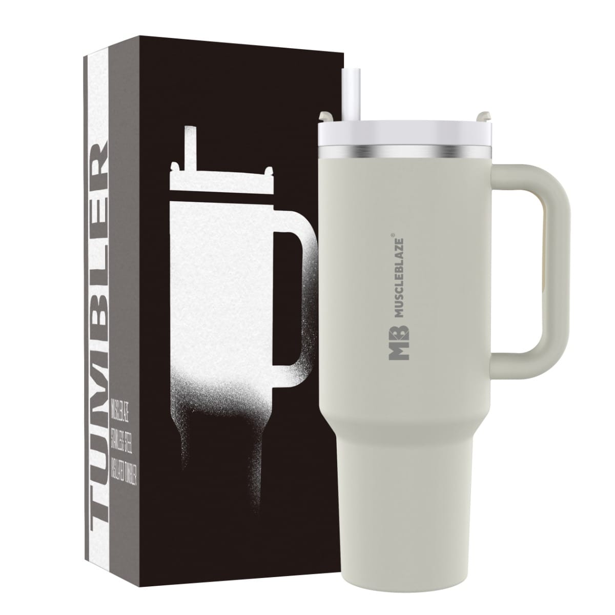 MuscleBlaze Stainless Steel Vacuum Insulated Tumbler (1.2L, Stallion White)-picture-16