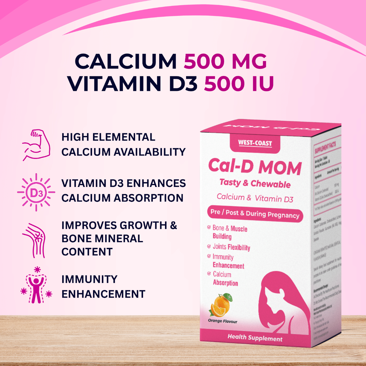 â Cal-D-Mom Calcium + Vit-D3 Chewables for pre & post pregnancy orange ...