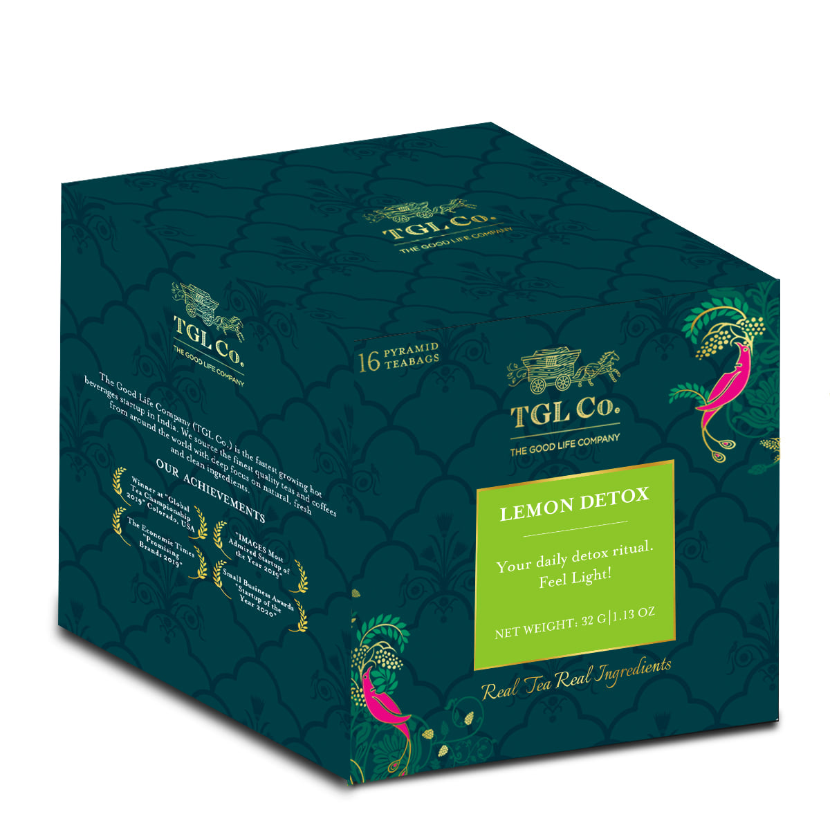 TGL Co. Lemon Detox Green Tea 16 Teabag Box