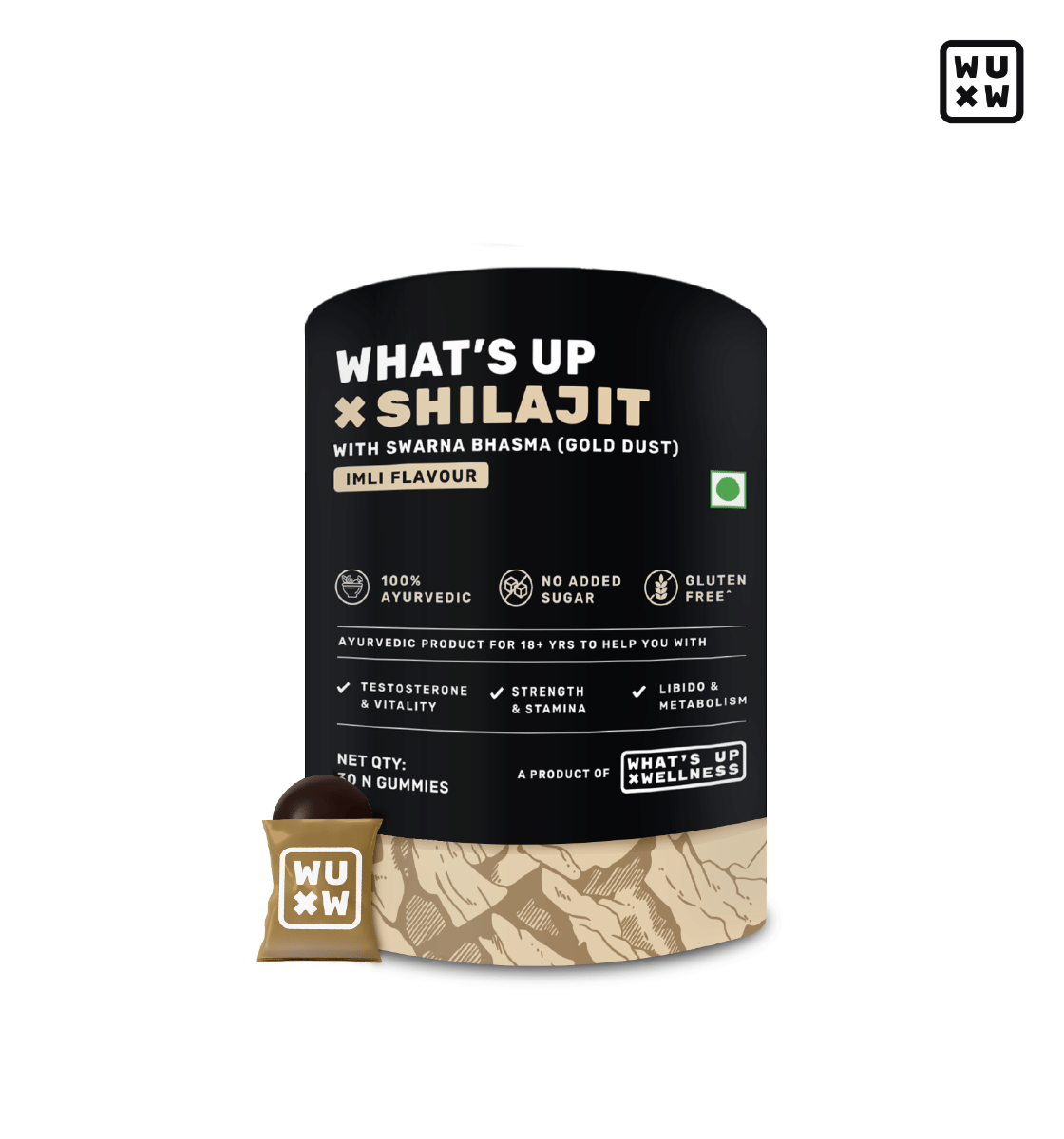 Whatâ€™s Up Wellness ShilajIt Resin Gummies | 200 Mg Resin with 24 Carat Gold Dust | Boosts Testosterone Levels, Stamina, Strength | No Added Sugar-image-32