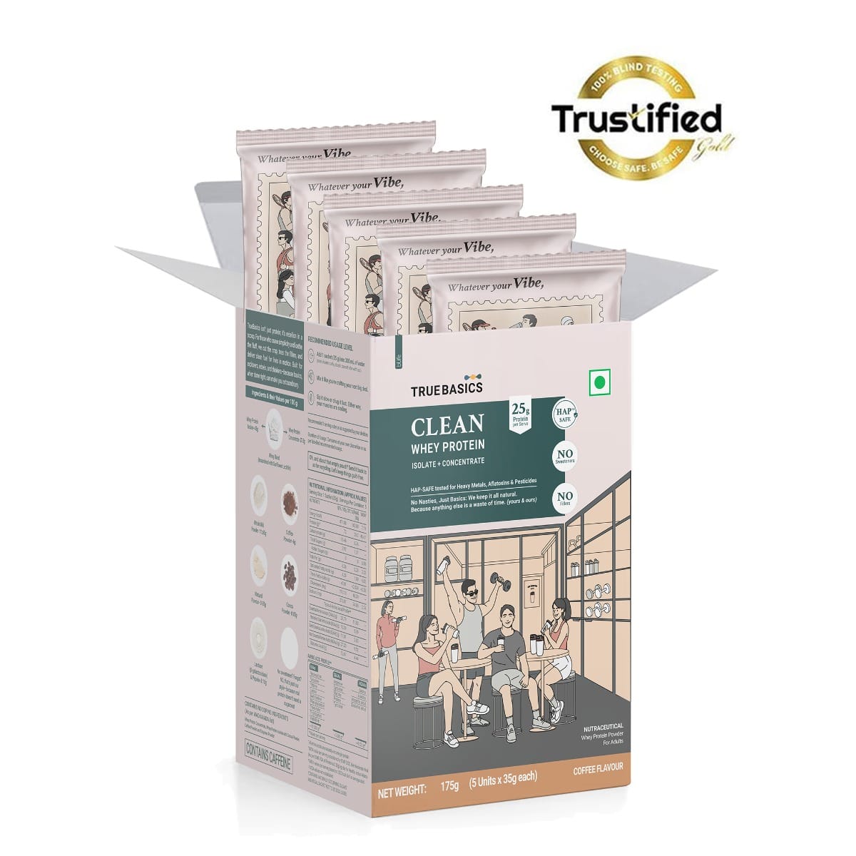 TrueBasics Clean Whey Protein Powder Isolate & Concentrate Blend ...