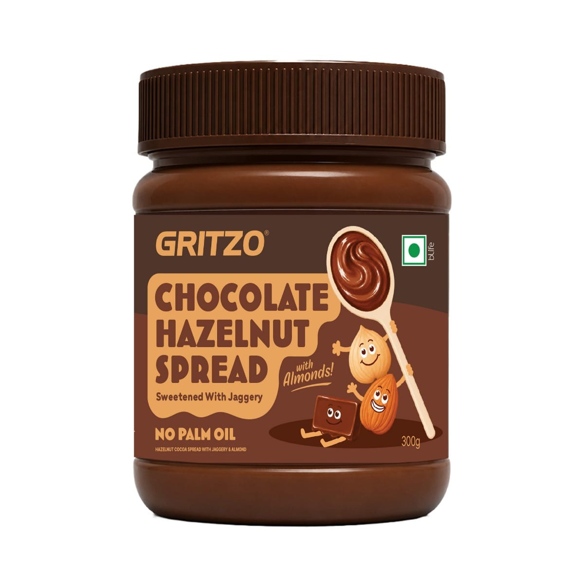 Gritzo Chocolate Hazelnut Spread with Almonds (300g) | Sweetened With Jaggery | No Palm Oil-image-28