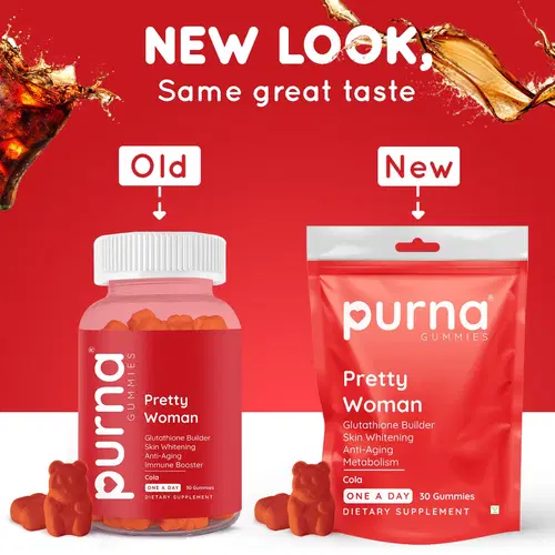 glutathione skin whitening gummies Purna Gummies Glutathione Cola Gummies for Adults & Kids, Skin Whitening, Immunity Booster and Antioxidant Support, 30 Gummy Bears, 1 daily