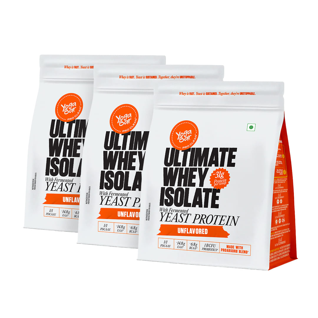 Yogabar Ultimate Whey Protein Powder|Whey Isolate + Yeast Protein|31g Protein|Gut Friendly, High Absorption, Added Probiotics|Unflavoured|Pack of 3 (1.5kg)-image-31
