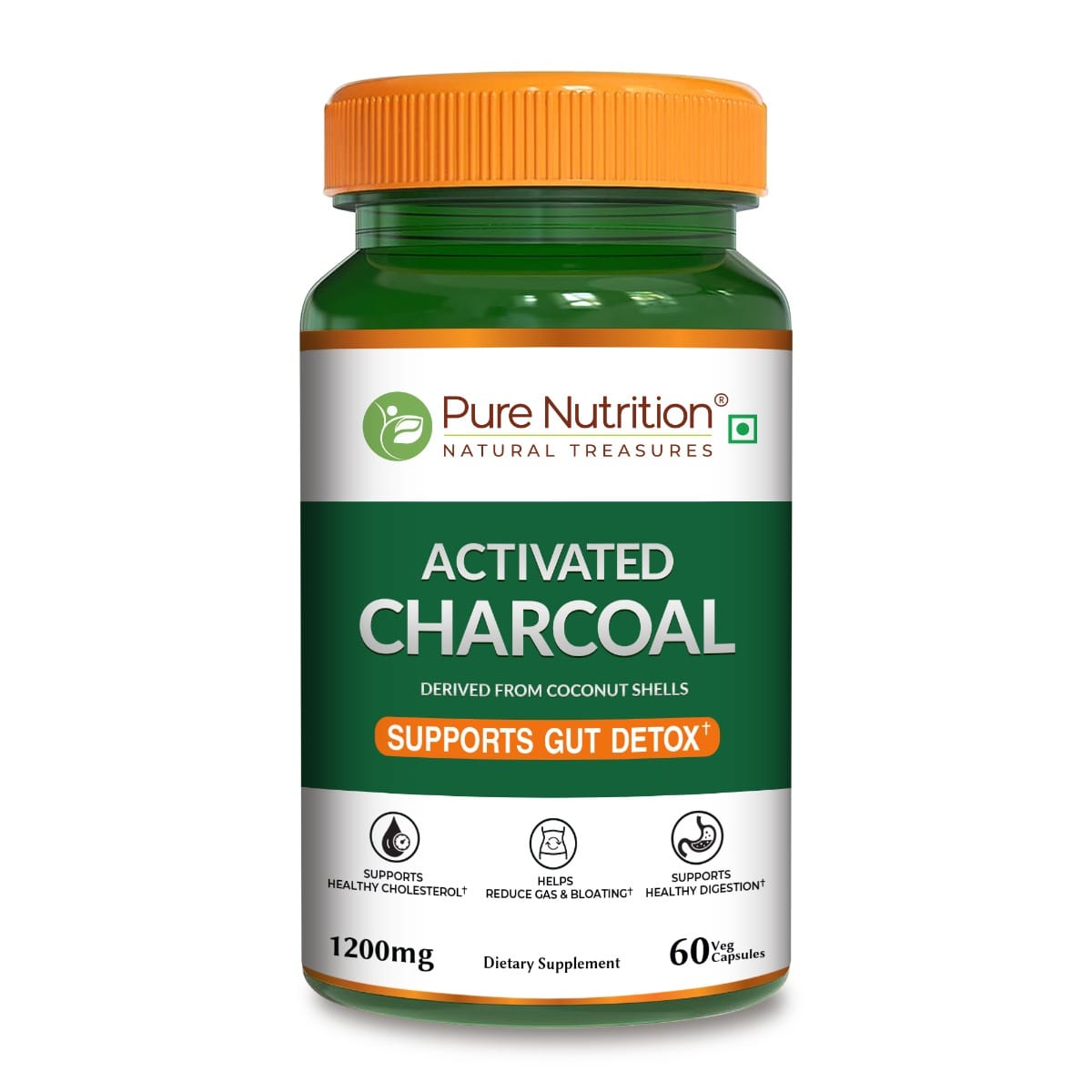 Pure Nutrition Activated Charcoal 1200mg – 60 Veg Capsules | Natural Detox Supplement for Gas Relief, Bloating, Digestion & Gut Health – Derived from Coconut Shells-picture-11