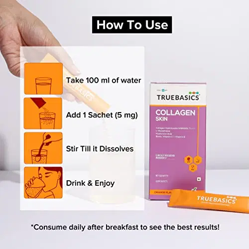 Truebasics Sticker Pack TrueBasics Collagen Beauty, 30 Piece (s)/Pack, (Orange)