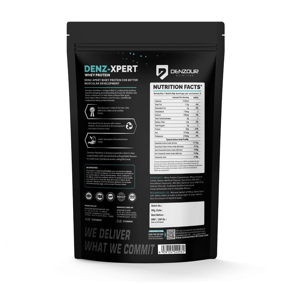 DENZOUR NUTRITION Denz Xpert Whey Protein Powder | Easy Digesting ...