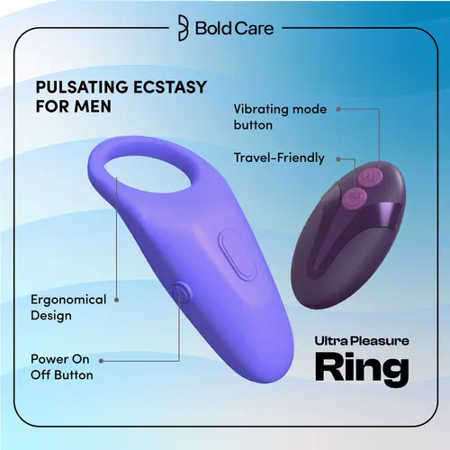 Bold Care Ultra Pleasure Ring | Rechargeable Vibrating Ring for Him & Her | Remote-Controlled | 10 unique vibrating modes | Easy to Use | Compatible with Condoms & Lubes Bold Care Ultra Pleasure Ring | Rechargeable Vibrating Ring for Him & Her | Remote-Controlled | 10 unique vibrating modes | Easy to Use | Compatible with Condoms & Lubes