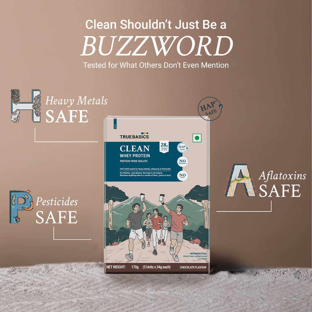 Truebasics Sticker Pack TrueBasics Clean Whey 100% Protein Isolate Powder, Chocolate, 5 Sachets ...