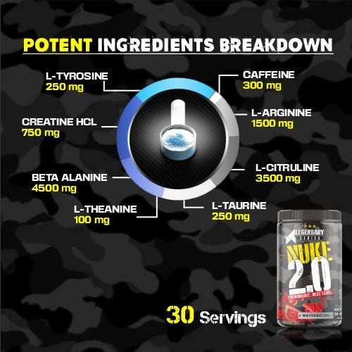 Bigflex Nuke Pre Workout Powder 2.0 Advanced Formulation In Watermelon ...