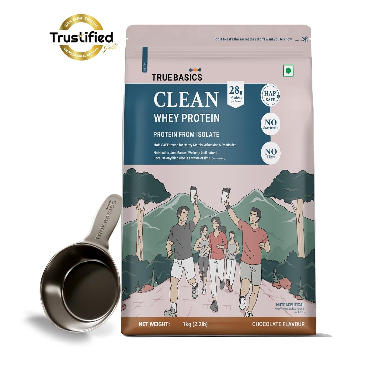 TrueBasics Clean Whey 100% Protein Isolate Powder (Chocolate, 1kg ...